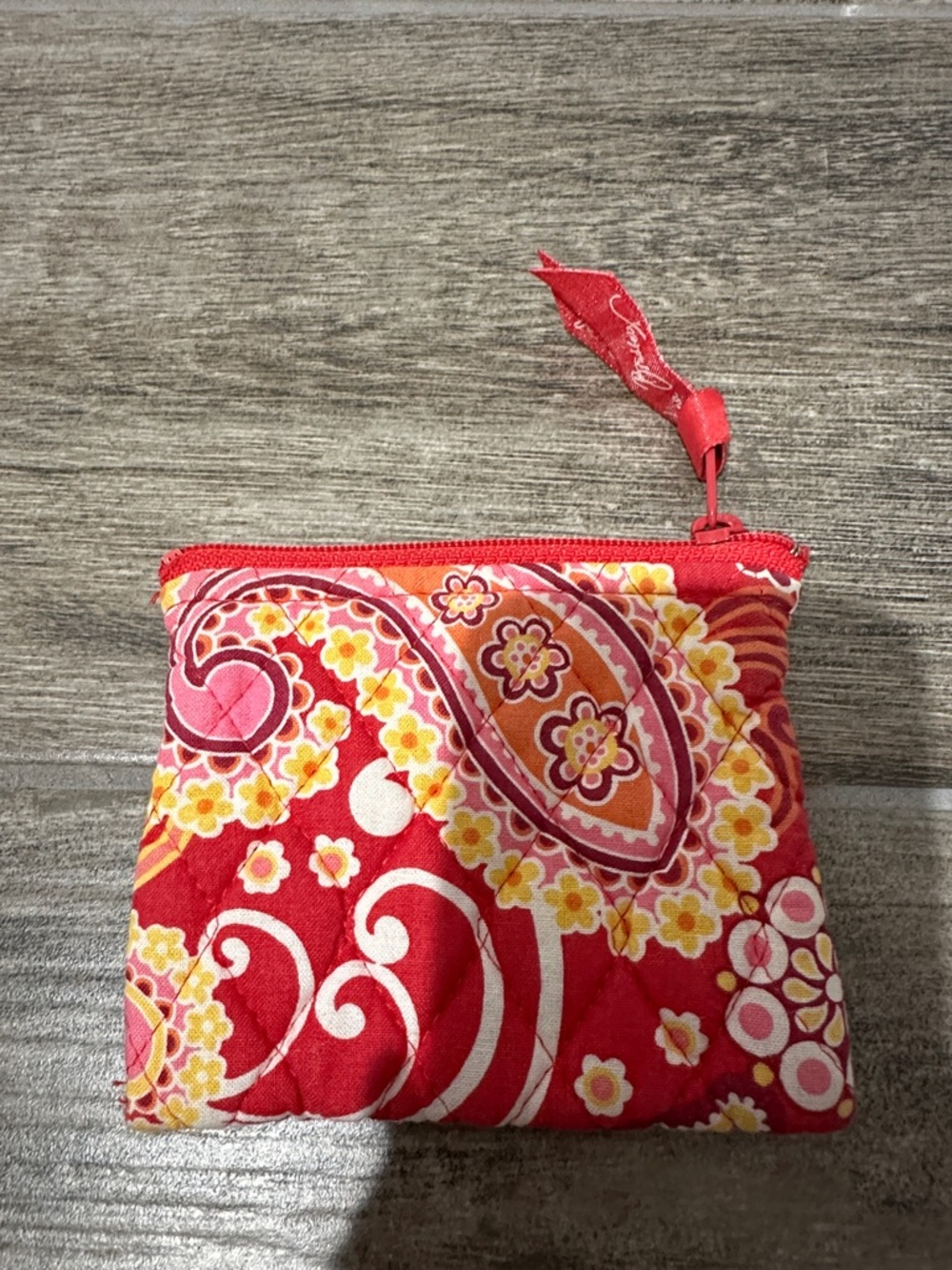 Vera Bradley Dark Pink Quilted Floral Coin Pouch